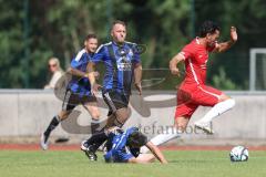 Testspiel - Bezirksliga - Saison 2025/26 - FC Fatih Ingolstadt - TSV Burgheim - Atilla Demir rot FAtih Markus Frey blau Burgheim - XXXXX - Foto: Meyer Jürgen