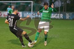 2023_10_21 - Kreisliga - Saison 2023/24 - FC Gerolfing - FC Fatih Ingolstadt - Emre Arik schwarz Fatih - Christian Träsch grün Gerolfing - Foto: Meyer Jürgen