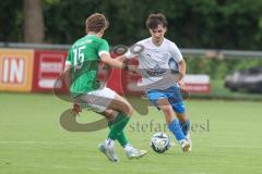 Testspiel - Bezirksliga - Saison 2025/26 - FC Gerolfing - SpVgg Joshofen Bergheim - David Bogicevic weiss Joshofen Bergheim  - Levin Egredzija grün Gerolfing - Foto: Meyer Jürgen