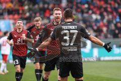 3. Liga; FC Ingolstadt 04 - 
Rot-Weiss Essen; Jannik Mause (7, FCI) schießt zum 1:0 Tor Jubel Treffer Benjamin Kanuric (8, FCI) 
Felix Keidel (43, FCI) Pascal Testroet (37, FCI)