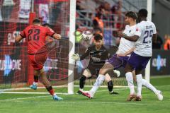 3. Liga; FC Ingolstadt 04 - Erzgebirge Aue; Marcel Costly (22, FCI) Tor Jubel Treffer 3:1 Torwart Lord Louis (22 Aue)