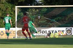 Freundschaftsspiel - Saison 2023/2024 - SV Manching - FC Ingolstadt 04 - Der 2:1 Führungstreffer durch Stefan Müller (Nr.7 - SV Manching) - #jubel - Torwart Leopold Leimeister (Nr.1 - FCI U21) -  - Foto: Meyer Jürgen