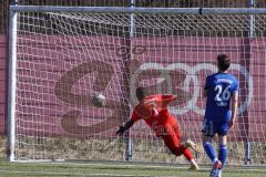 Bayernliga Süd - Saison 2022/2023 - FC Ingolstadt 04 - FC Deisenhofen -Der 1:0 Führungstreffer durch Mussa Fofanah (Nr.7 - FCI II) - Enrico Caruso Torwart Deisenhofen - Niklas Sagner blau Deisenhofen - jubel -  Foto: Meyer Jürgen