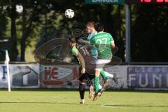 Kreisliga - Saison 2023/24 - Relegation zur BZL - FC Gerolfing - SVA Palzing - Anastasios Porfyriadis grün Gerolfing - Onur Tas schwarznPalzing - Christian Berghammer Torwart Palzing köpft den Ball weg - Foto: Meyer Jürgen