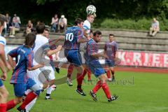 Kreisklasse - DJK Ingolstadt - TV 1911 Vohburg - Berchermeier Dominik #8 weiß DJK Ingolstadt beim Kopfball - Keller Andreas #10 blau Vohburg - Foto: Jürgen Meyer