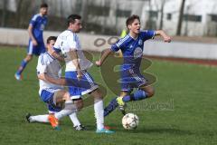 Fußball - Kreisklasse 2 - DJK Ingolstadt - SV Hundszell - Benjamin Graßl blau DJK Ingolstadt wird gefoult von Tom-Christopher Libeg weiß #3 Hundszell - Foto: Jürgen Meyer