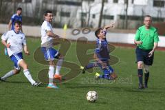 Fußball - Kreisklasse 2 - DJK Ingolstadt - SV Hundszell - Benjamin Graßl blau DJK Ingolstadt wird gefoult von Tom-Christopher Libeg weiß #3 Hundszell - Foto: Jürgen Meyer