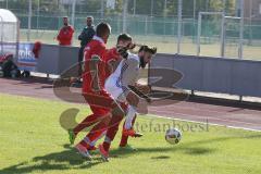 Kreisliga 1 - DJK Ingolstadt - NK Croatia Großmehring - Serkan Temiz weiss DJK Ing - Nikola Kamenjasevic rot Grossmehring - Filip Krnjaic rot Grossmehring - Foto: Jürgen Meyer