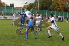 Kreisliga 1 - DJK Ingolstadt - TSV Ober/Unterhaunstadt - Dogan Tiryaki blau Ober/Unterhaunstadt trifft per Freistoß zum 0:1 Führungstreffer - jubel - Daniel Schachtner blau Ober/Unterhaunstadt - Marcel Zach weiss DJK Ingolstadt - Dominik Obeth blau Ober/U