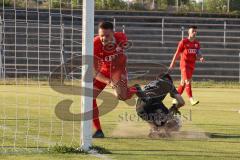 Bayernliga Süd - Saison 2022/2023 - FC Ingolstadt 04 -  TSV Dachau - Gashi Egson (Nr.9 - Fc Ingolstadt 04 II) - Jakob Marco Torwart Dachau - Foto: Meyer Jürgen