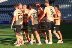 3.Liga - Saison 2023/2024 - SC Freiburg II - FC Ingolstadt 04 - Benjamin Kanuric (Nr.8 - FCI) - Der 4:0 Führungstreffer durch Benjamin Kanuric (Nr.8 - FCI) -jubel - David Kopacz (Nr.29 - FCI) - Foto: Meyer Jürgen