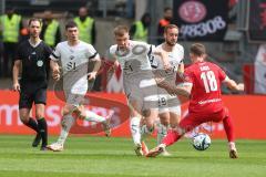 3. Liga - Saison 2023/24 - Rot-Weiss Essen - FC Ingolstadt 04 -  - Benjamin Kanuric (Nr.8 - FCI) - Nils Kaiser (#18 Essen) - Foto: Meyer Jürgen