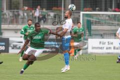 Testspiel - Bezirksliga - Saison 2025/26 - FC Gerolfing - SpVgg Joshofen Bergheim - Johannes Böck weiss Joshofen Bergheim - Mamadou Diallo grün Gerolfing - Foto: Meyer Jürgen