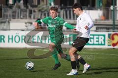 Bezirksliga - Saison 2025/26 - FC Gerolfing - SpVgg Altenerding - Marco Baumann weiss Altenerding - Lukas Achhammer (Nr.9 - FC Gerolfing) - Foto: Meyer Jürgen