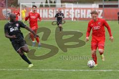Bayernliga Süd - Saison 2021/2022 - FC Ingolstadt 04 II - TürkAugsburg - Meikis Fabio (#19 FCI) - jubel - Moustapha Salifou schwarz Augsburg - Foto: Meyer Jürgen