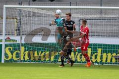 3.Liga - Saison 2022/2023 - SC Freiburg II - FC Ingolstadt 04 -  Torwart Marius Funk (Nr.1 - FCI) klärt mit einer Faustabwehr - Calvin Brackelmann (Nr.17 - FCI) - Andi Hotti (Nr.3 - SC Freiburg II) - - Foto: Meyer Jürgen