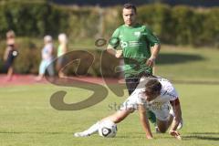 Bezirksliga - Saison 2023/2024 - TSV Gaimersheim - Grüne Heide - Dennis Huettinger weiss Gaimersheim - Michael Niggl grün links Grüne Heide - Foto: Meyer Jürgen