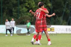 Kreisfreundschaftsspiel - Saison 2024/25 - Kreisfreundschaftsspiel - TSV Ober/Unterh.stadt - FC Fatih - Eron Dervisi (Nr.27 - FC Fatih) mit dem  Der 0:1 Führungstreffer-jubel - Akif Abasikeles (Nr.20 - FC Fatih) - Foto: Meyer Jürgen