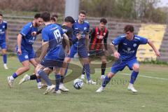 Bayernliga Nord - Saison 2024/25 - FC Ingolstadt 04 II - Würzburger FV 04 - Gül Emre (Nr.10 - FCI U21) - Krautschneider Steffen blau Würzburg #19 - Schäffer Simon rechts blau Würzburg - Foto: Meyer Jürgen