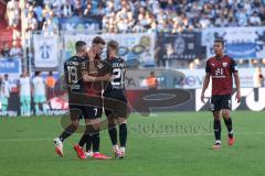3. Liga; FC Ingolstadt 04 - TSV 1860 München; Tor Jubel Treffer 1:1 Ausgleich Jannik Mause (7, FCI) mit Mladen Cvjetinovic (19, FCI) Yannick Deichmann (20, FCI)