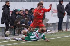 Bayernliga Süd - Saison 2022/2023 - FC Ingolstadt 04 - SV Schalding Heining - Juan Ignacio Cabrera (Nr.27 - FCI II) - Weiss Dominik grün Schalding #24 - Foto: Meyer Jürgen