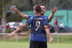 Kreisliga - Saison 2023/2024 - SV Menning - FC Mindelstetten - Simon Wolfsfellner blau Menning schiesst den 1:0 Führungstreffer - jubel - Foto: Meyer Jürgen