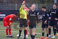 A-Junioren - Bundesliga Süd Fc Ingolstadt 04 - SC Freiburg -  Causevic Benjamin (Nr.10 - FC Ingolstadt A-Jugend) wird gefoult von Wuttke Rico schwarz Freiburg und erhält die gelb-rote Karte - Foto: Meyer Jürgen