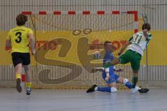 Lotto Bayern Hallencup - Saison 2024/25 - SV Manching - FC Hitzhofen/Oberzell- Daniel Schweiger grün Manching - jubel - Valentin Puhar TW Hitzhofen - Foto: Meyer Jürgen