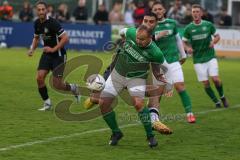 2023_10_21 - Kreisliga - Saison 2023/24 - FC Gerolfing - FC Fatih Ingolstadt - Akif Abasikeles schwarz Fatih - Den Lovric grün Gerolfing - Foto: Meyer Jürgen