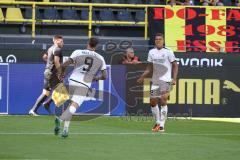 3. Fußball-Liga - Saison 2022/2023 - Borussia Dortmund II - FC Ingolstadt 04 - Der 0:1 Führungstreffer durch Patrick Schmidt (Nr.9 - FCI) - Marcel Costly (Nr.22 - FCI) -  - Jubel - Foto: Meyer Jürgen