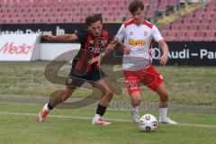 *** Bayernliga Nord - Saison 2025/26 - FC Ingolstadt 04 II - Jahn Regensburg II - Can Paylan (Nr.13 - FC Ingolstadt II) - Seibold Jakob weiss Regensburg - Foto: Meyer Jürgen