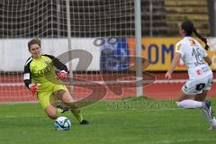 2. Fußball-Liga - Frauen - Saison 2023/2024 - Freundschaftsspiel - FC Ingolstadt 04 - SCR Altach - Franziska Meier Torwart FCI - Nadia Bendhim weiss Altach - Foto: Meyer Jürgen