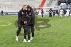 3. Liga; FC Ingolstadt 04 - MSV Duisburg; Sieg Jubel Freude nach dem Spiel Co-Trainer Markus Feldhoff (FCI) Cheftrainer Achim Beierlorzer (FCI)