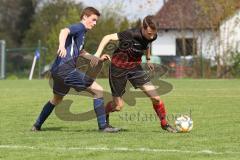 Kreisklasse - Saison 2022/2023 - TSV Etting - SV Stammham - Tobias Schmidt rot Stammham - JLukas Binder blau Etting - Foto: Meyer Jürgen