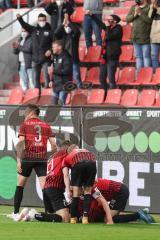 Relegation 1 - FC Ingolstadt 04 - VfL Osnabrück - Tor Jubel Siegtreffer Dennis Eckert Ayensa (7, FCI) am Boden, Tobias Schröck (21, FCI) Marc Stendera (10, FCI) Dominik Franke (3 FCI)