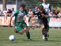 Relegation - Saison 2025/26 - SV Karlskron - FC Geisenfeld - Stefan Schmailzl grün Geisenfeld - Paul Dorschner schwarz Karlskron  - Foto: Meyer Jürgen