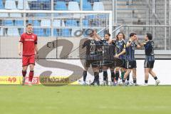3. Liga; 1. FC Saarbrücken - FC Ingolstadt 04; Tor Jubel Treffer 1:0 Vasiliadis Sebastian (19 FCS) Civeja Tim (23 FCS) Pick Florian (20 FCS) Rizzuto Calogero (7 FCS) Simon Lorenz (32, FCI)