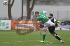 Bezirksliga - Saison 2024/25 - FC Gerolfing - VFB Eichstätt II - Leo Zänger grün Gerolfing - Johannes Hallmeier schwarz Eichstätt  - Foto: Meyer Jürgen