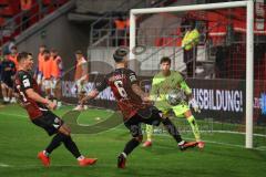 3. Liga - Saison 2026/27 - FC Ingolstadt 04 - TSG Hoffenheim II - Georgios Antzoulas (Nr.6 - FCI) mit einer Torchance - Torwart Nico Biedermann (Nr.34 - Hoffenheim) - XXXXX - Foto: Meyer Jürgen