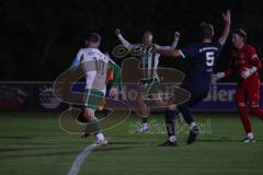 Landesliga - Saison 2025/26 - SV Manching - SC Oberweikertshofen - Rainer Meisinger (Nr.8 - SV Manching) passt auf Sebastian Graßl (Nr.10 - SV Manching) der zum 2:0 Führungstreffer einschiesst - jubel - Dzwonik Marco Torwart Oberweikertshofen - Fabian  Ne
