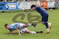 Kreisliga - Saison 2023/2024 - SV Menning  - FC Sandersdorf - Christian Winkler weiss Sandersdorf - Alessandro Nikolaidis blau Menning - Foto: Meyer Jürgen