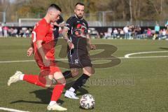 Bayernliga Süd - Saison 2022/2023 - FC Ingolstadt 04 -  TSV 1882 Landsberg - Keidel Felix (Nr.6 - Fc Ingolstadt 04 II) - Hutterer Michael #32 Landsberg - Foto: Meyer Jürgen