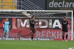 3. Liga; SC Verl - FC Ingolstadt 04; Torwart Marius Funk (1, FCI)  nach dem 2:1 Tor, Visar Musliu (16, FCI) Denis Linsmayer (23, FCI) 
