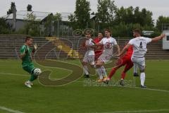 Bayernliga Süd - Saison 2021/2022 - FC Ingolstadt 04 II -  - Trslic Luca (#24 FCI) mit einem Kopfball - Daniel Witchek Torwart Landsberg - Foto: Meyer Jürgen