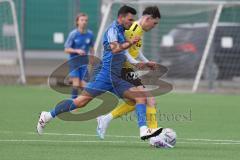 2024_2_17 - Saison 2023/24 - AUDI-Schanzer Amateur Cup - SV Hundszell - FC Hitzhofen/Oberzell  - Halbfinale 1 - Patrick Schwarz gelb Hitzhofen - Linus Appel blau Hundszell - Foto: Meyer Jürgen