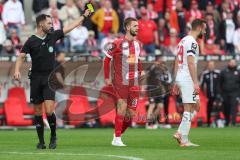 3. Liga - Saison 2023/24 - Rot-Weiss Essen - FC Ingolstadt 04 -  - gelbe Karte für David Kopacz (Nr.29 - FCI) - XXXXX - Foto: Meyer Jürgen