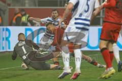 3. Liga; FC Ingolstadt 04 - MSV Duisburg; Torchance verpasst Marcel Costly (22, FCI) Torwart Braune Maximilian (1 MSV)