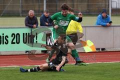 Kreisliga - Saison 2022/2023 - DJK Ingolstadt - SV Manching U23 - Alexander Zielinski grün Manching - Ostap Nechaj schwarz DJK Ing. - Foto: Meyer Jürgen