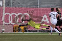 2. Fußball-Liga - Frauen - Saison 2022/2023 - FC Ingolstadt 04 -  SG 99 Andernach - Torwart Anna-Lena  Daum (Nr.22 - FCI Frauen) - #Schraa Caroline weiss Andernach trifft den Pfosten - Foto: Meyer Jürgen