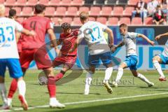 3. Liga; FC Ingolstadt 04 - FC Hansa Rostock; versucht durch die Abwehr zu kommen Dennis Kaygin (10, FCI) Mads Borchers (9, FCI) Carstens Florian (17 HR) Bergh Viktor (33 HR)